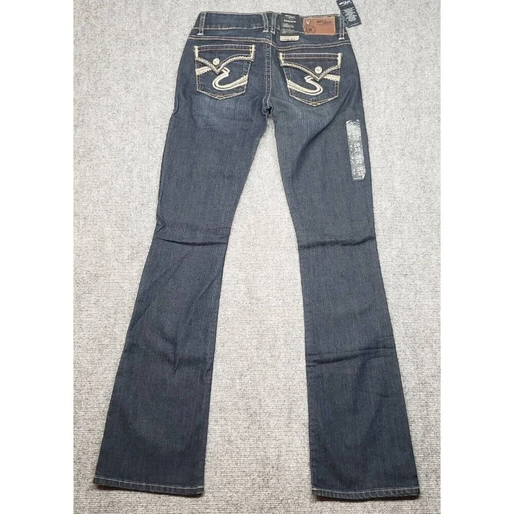 Silver Jeans Dawson Womens 26X32 Blue Bootcut Faded Embroidered Low Rise New - Picture 2 of 12